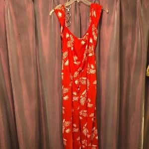 St. John's Bay Red and White Jumpsuit